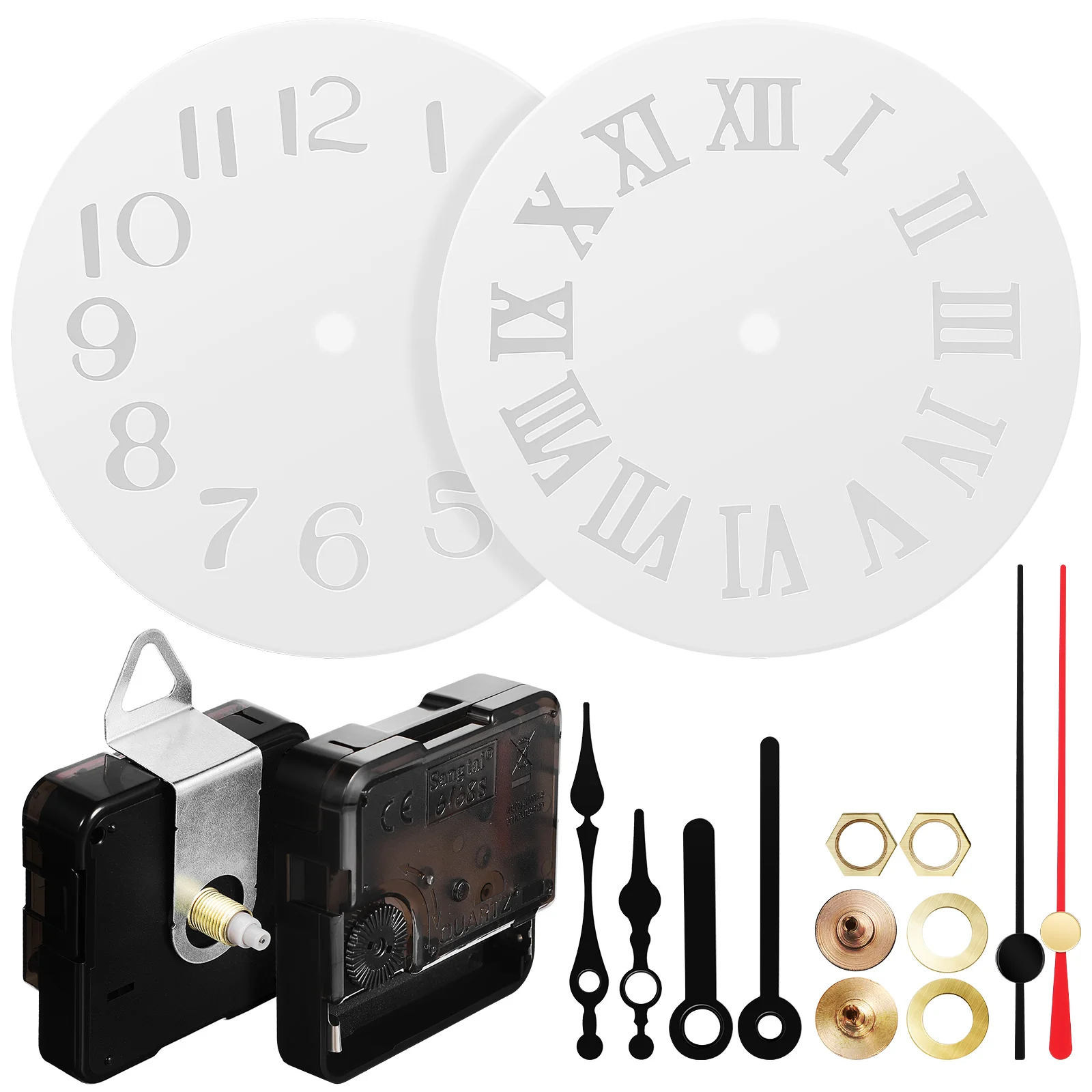 

2 Sets Silicone Mold Clock Kit Round Molds Hands Motor Silent Works Replacement Wall Mechanism