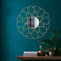 Decorative Round Mirror Iron Wall Mirror 90.17 x 2 x 90.17cm For Bathroom Bedroom Living Room Decoration