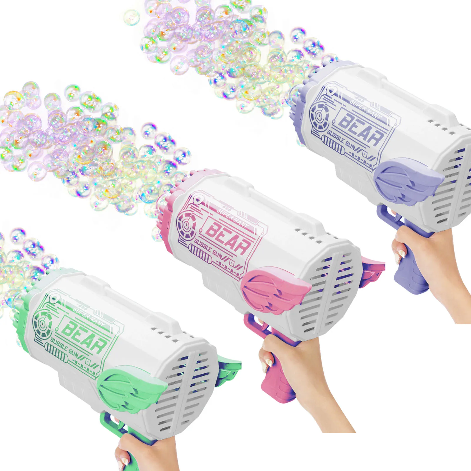 

2022 Upgraded Version Of 80-Hole Light Space Bazooka Bubble Machine 3-Year-Old Summer Outdoor Handheld Bubble Machine With Light