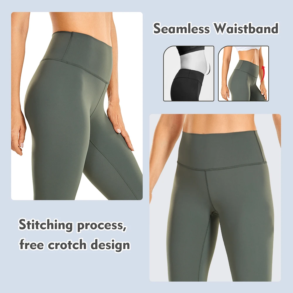 CRZ YOGA Women's Naked Feeling Yoga Leggings 25 Inches - High Waisted 7/8 Length Workout Pants
