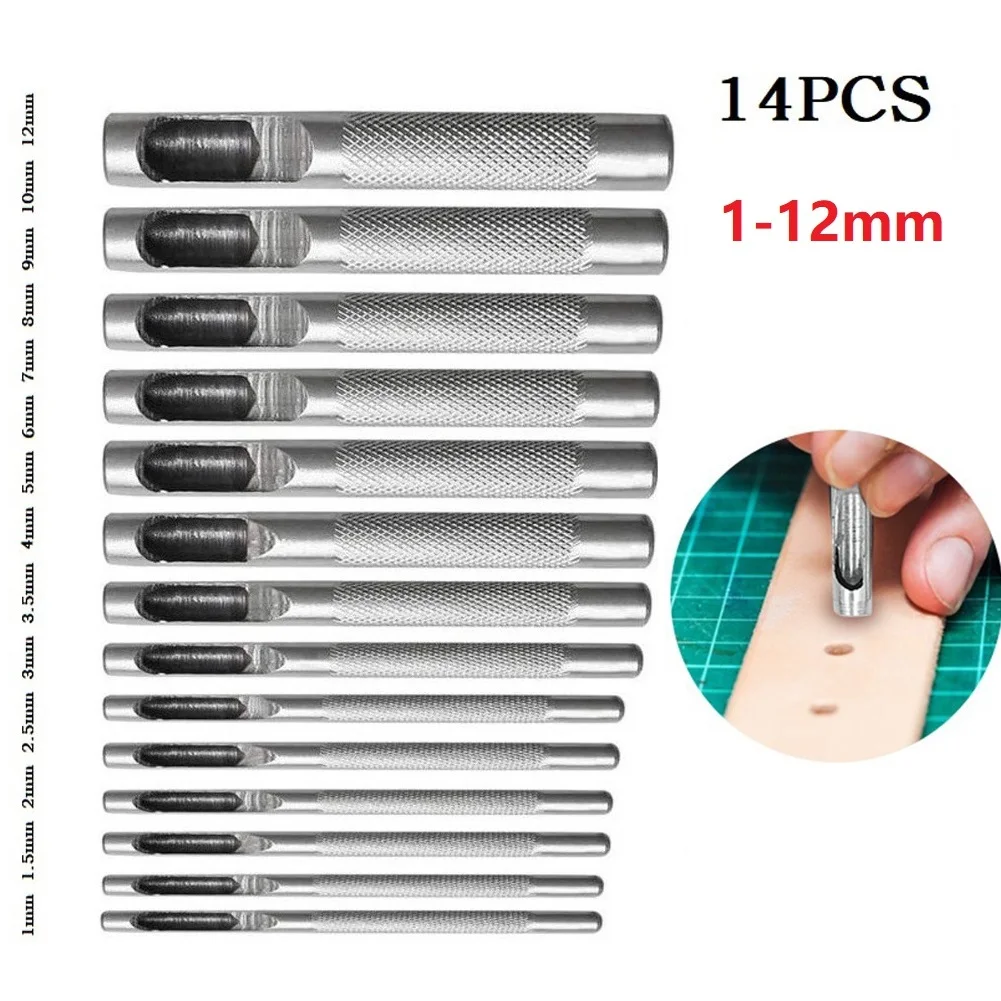 

14 шт., дыроколы для кожи, 1-14 мм