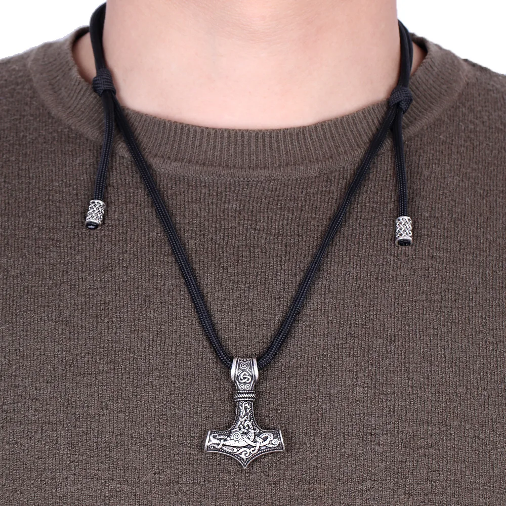 

Zinc Alloy Celtic Knot Pendant Viking Rune Thor's Hammer Pendant Vintage Men's Necklace 1pc