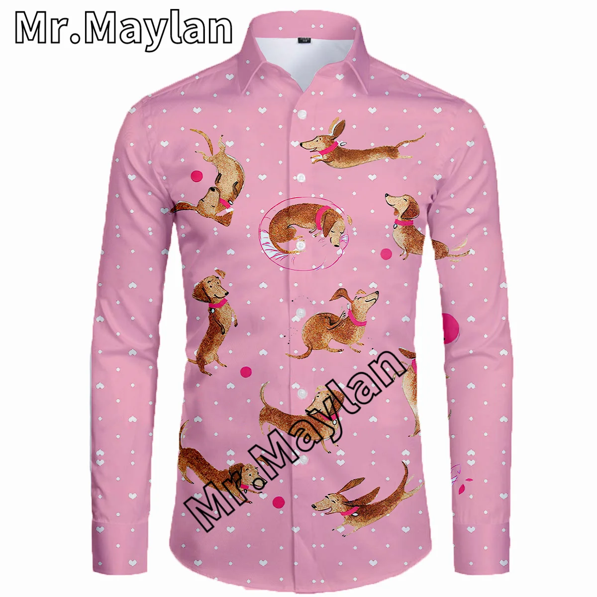 

Funny Dog 3D Autumn Beach Hawaiian Anime Pink Shirt Holiday Party Streetwear Long Sleeve Shirts Oversized 5XL Chemise Homme-92