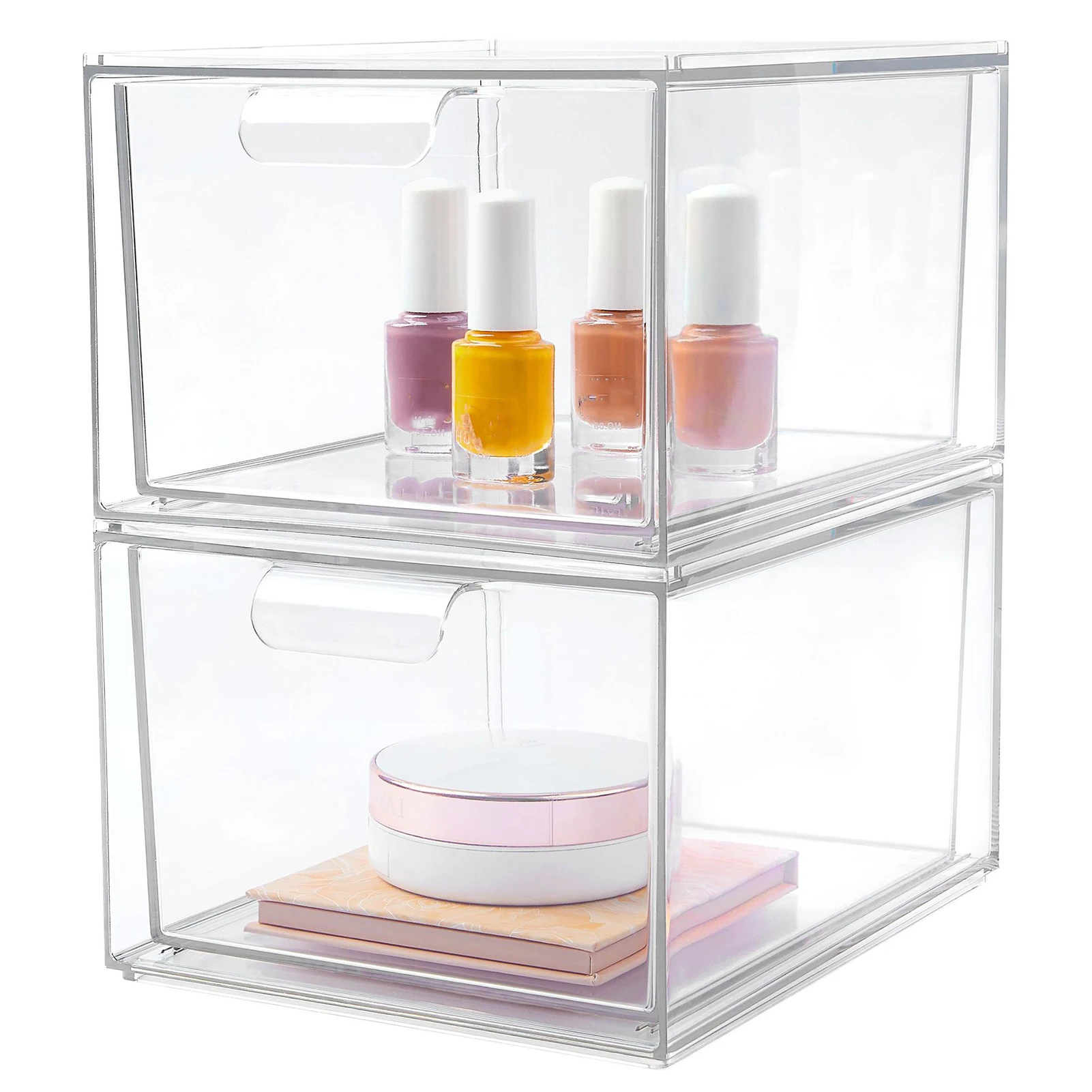 

2pcs Clear Plastic Storage Drawers Space Saving Desk Organizer for All in One Drawer Supplies