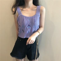 sweet girl knitted short tank tops cottagecore cute embroidery sleeveless tops 2021 women summer chic all match basic streetwear