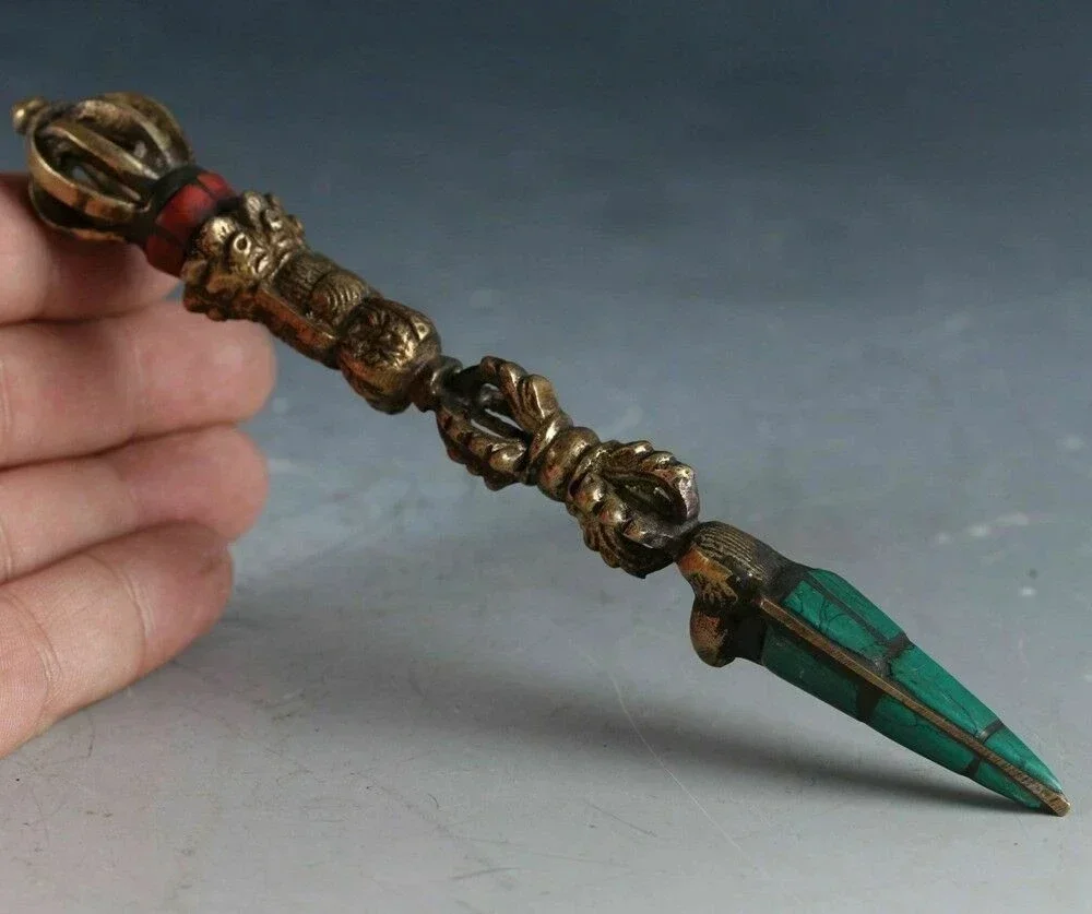 Старый тибетский буддизм Fane Медный и перегородчатый пестик Ваджра Экзорцизм