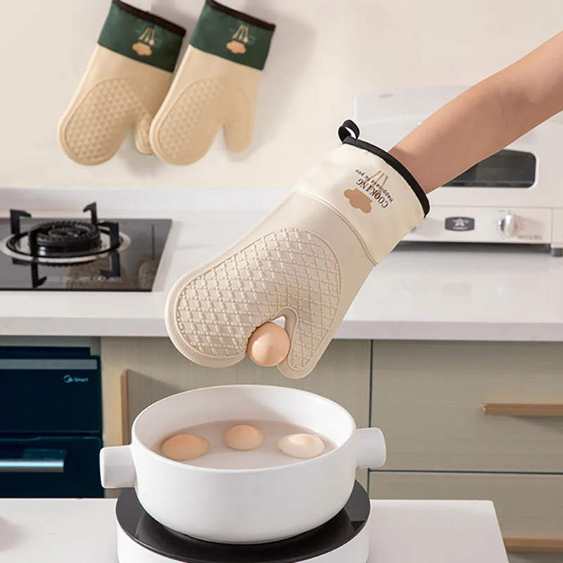 

Household Insulated Oven Gloves Silicone Heat-proof Gloves Oven Mitts Microwave Oven Baking Tools Kitchen Bar Bakeware Gadgets