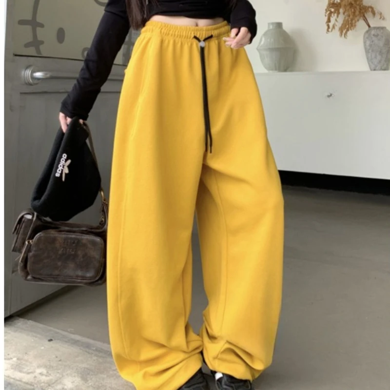 Deeptown Y2k Baggy Casual Sweatpants Woman Korean Popular Basic Wide Leg Grey Sports Pants Joggers Autumn New Essentials Trouser
