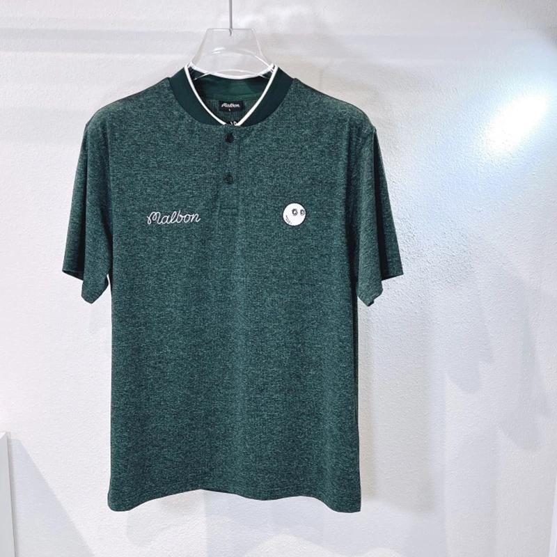 

2022 Summer Golf Clothing men's short-sleeved Malbon New slub pattern simple all-match top GOLF sports breathable jersey