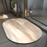 Oval Shape Modern Art Style Bathroom Carpet Quickly Dry Bath Mat Shower Room Doormat Toilet Bathtub Side Floor Rug Anti-skid