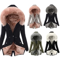 2022 new style cotton lining parka coat fashion lapel fur collar winter coat women mid length hooded parka coat women