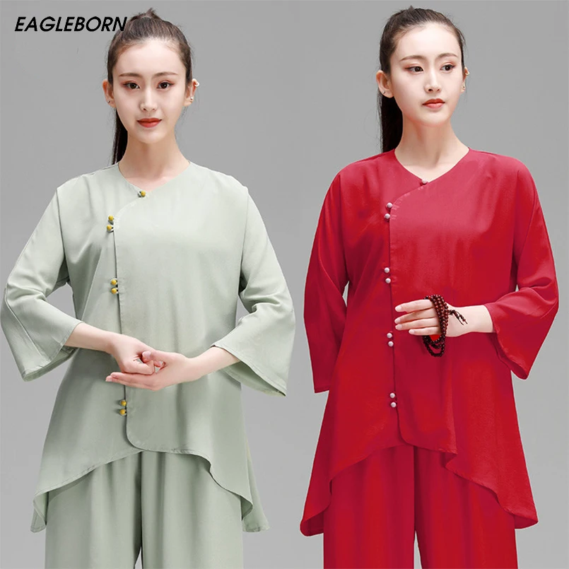 

Новая женская Китайская одежда Tai Chi, летняя военная форма с рукавом 3/4 для выступлений в стиле Тай-Чи, традиционная одежда для кунг-фу