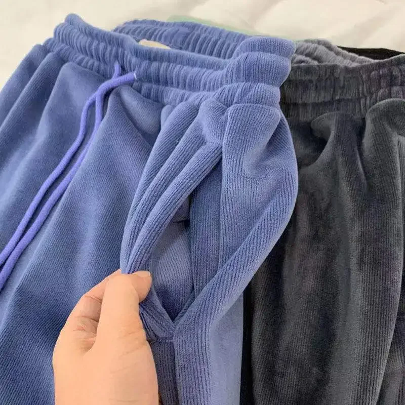 Большой размер плюс осень-зима бархатные утепленные повседневные спортивные