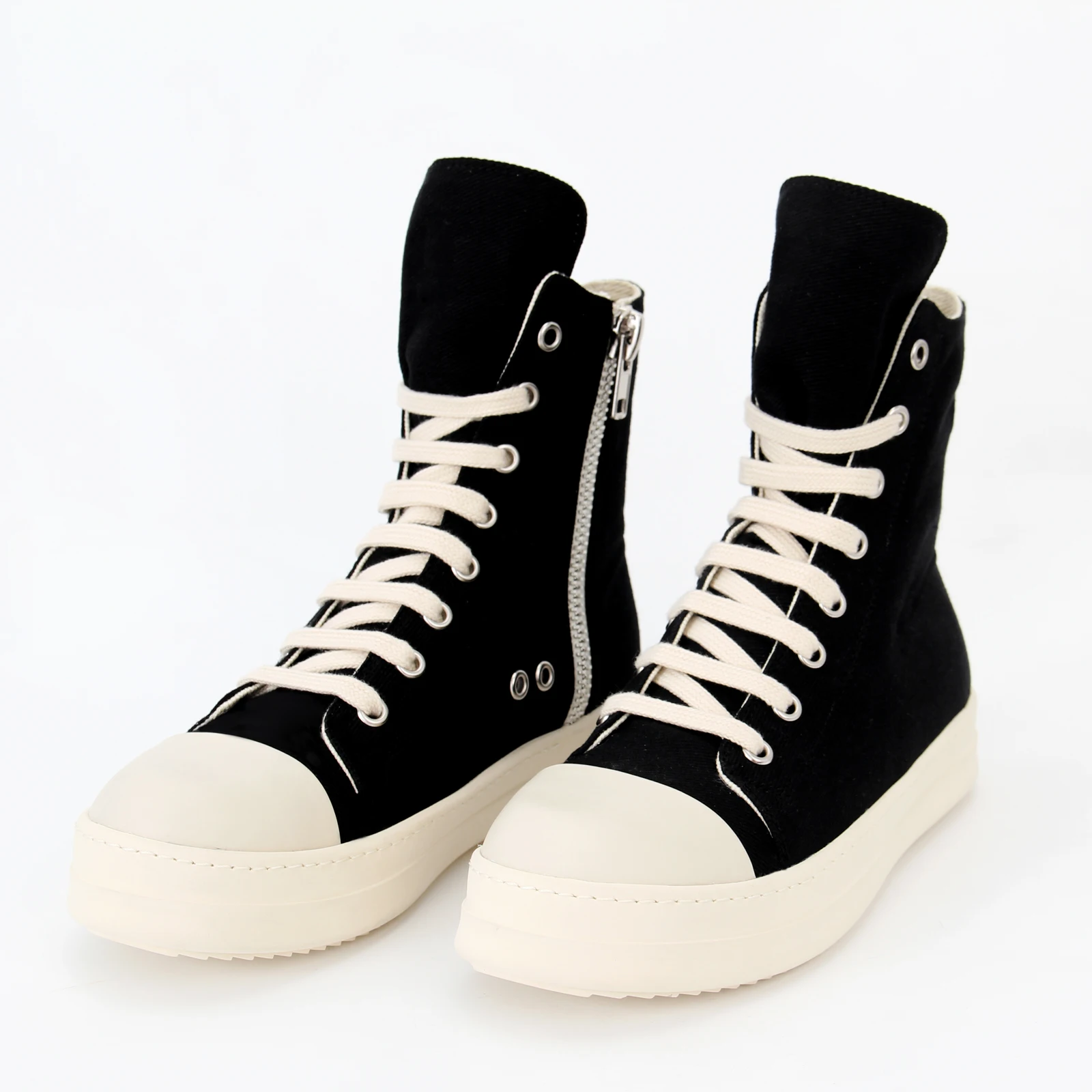 

Rick Owens Black Thick Sole Dark Men's Canvas Shoes Casual Short Boots Women's Board Thickened Sole High Top Shoes Ro Converse