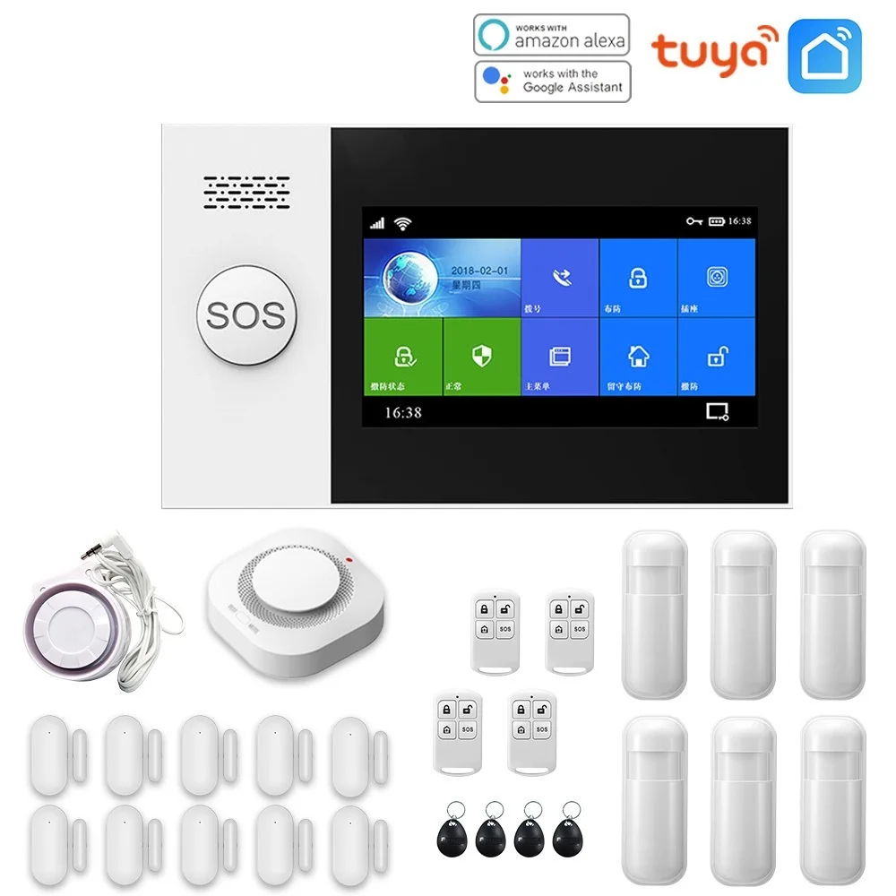 

Top. PG107 Tuya Alarm System 4.3 inch Screen WIFI GSM GPRS Burglar Home Security With PIR Motion Sensor Fire Smoke Detector