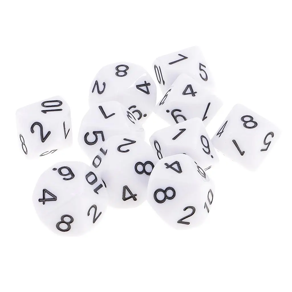 

MagiDeal 10pcs 10 Sided Dice D10 Polyhedral Dice for Games White