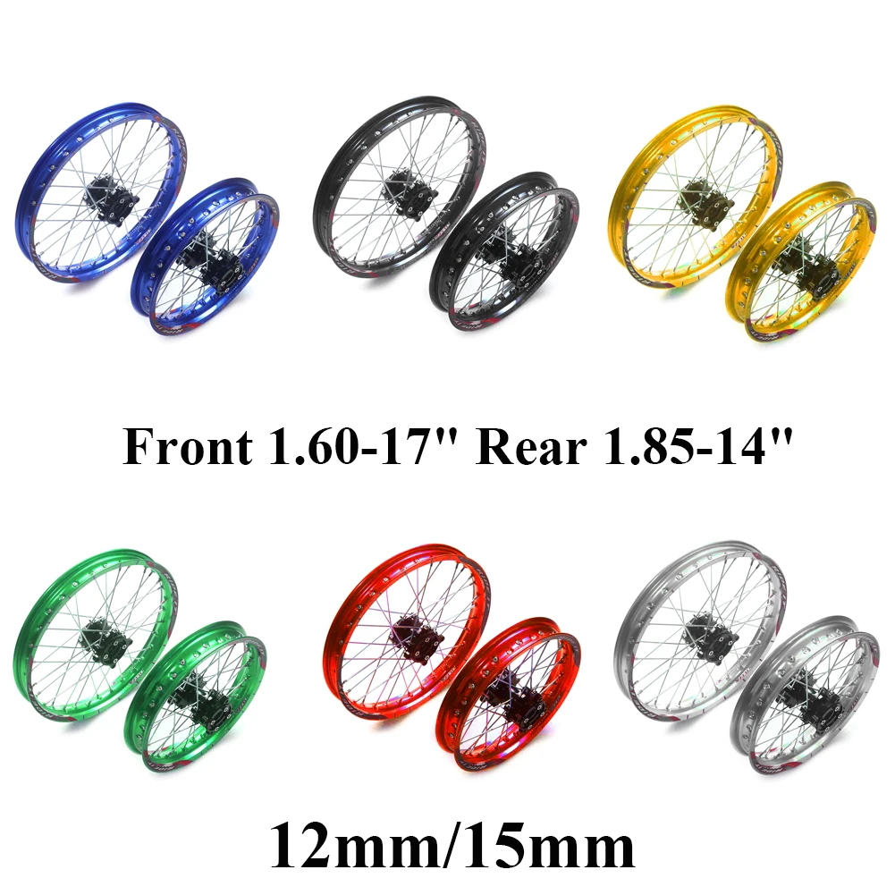 15mm Front 1.60-17 Rear 1.85-14 inch Alloy Wheel Rim with CNC Hub brake disc For KAYO HR-160cc TY150CC Dirt Pit bike 14/17 inch