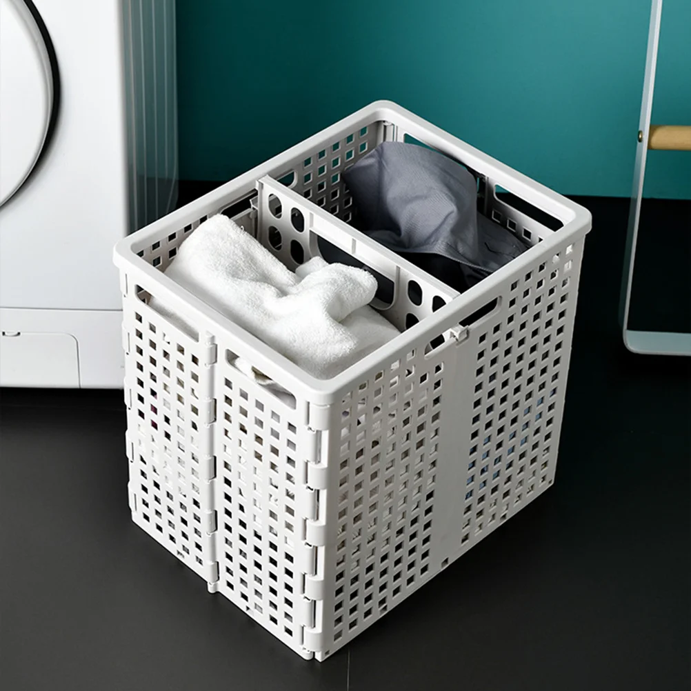 

White Household Foldable Storage Basket Toys Sundries Container Multifunctional Dirty Laundry Storage Organizer