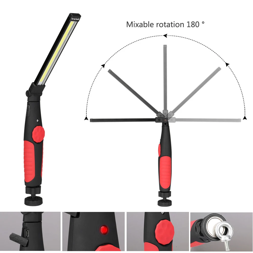 

COB LED Flashlight Portable USB Rechargeable Car Working Light Waterproof Torch Emergency Lamp For Repairing Camping