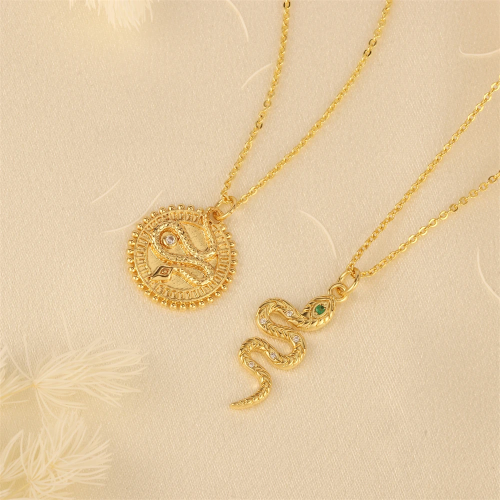 

Creative New Zircon Spirit Snake Pendant Choker Vintage Punk Geometric Metal Clavicle Chain For Women Fashion Party Jewelry Gift