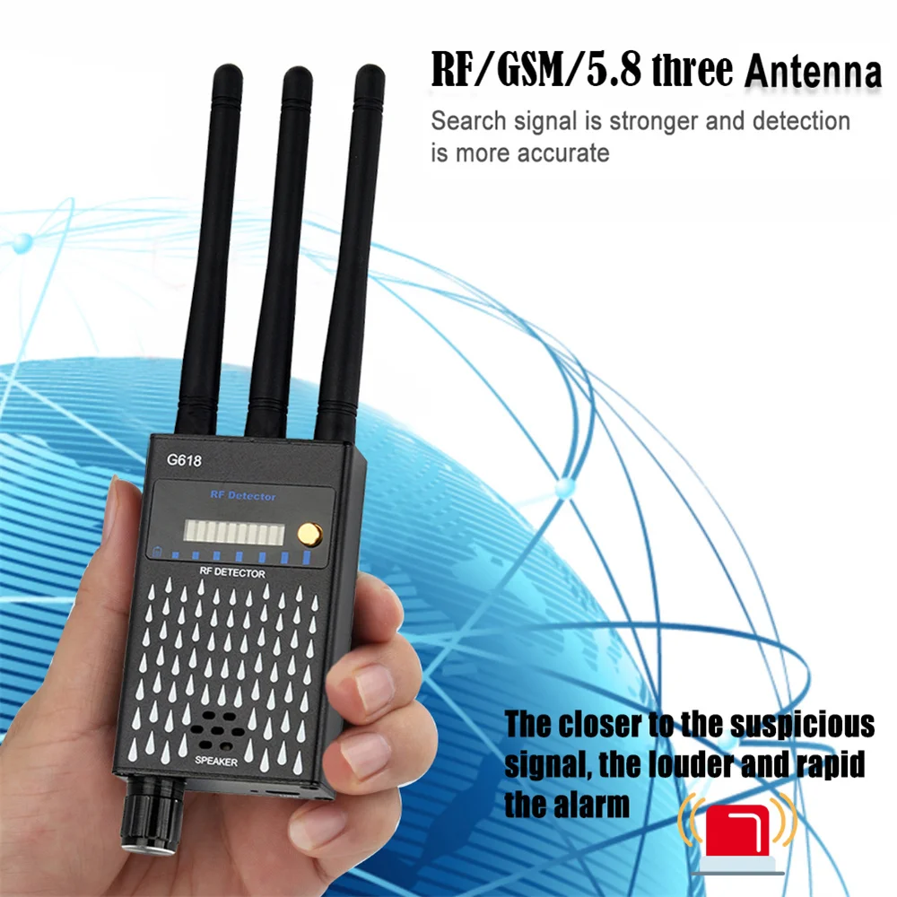 

GSM RF Bug Detector, Wifi Hidden Camera Finder Anti-Spy Listen Sweeper Phone Signal Wireless Listening Device GPS Tracker Detect