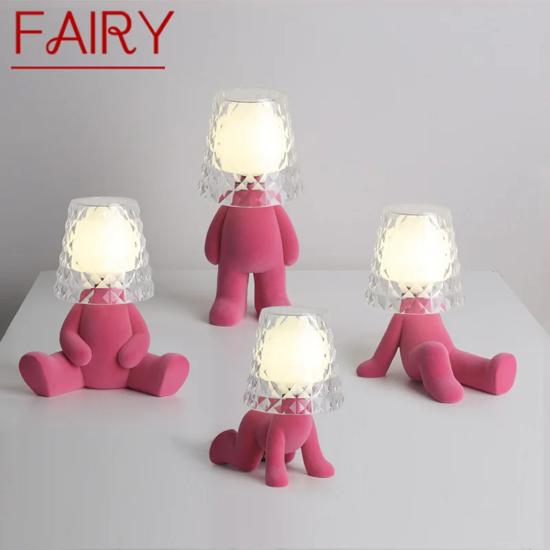 

FAIRY Nordic Table Lamp Creative Resin Pink People Shape Desk Light Novelty LED for Home Children Bedroom Living Room Decor