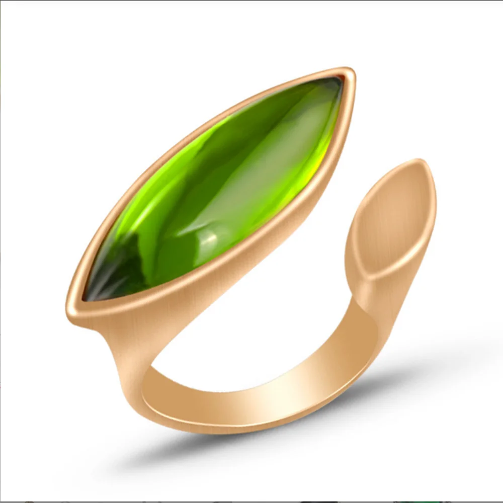 

Grier New Arrivals Green Stone Big Ring For Women Gold Color Engagement Party Adjustable Opening Rings Fashion Jewelry Best Gift