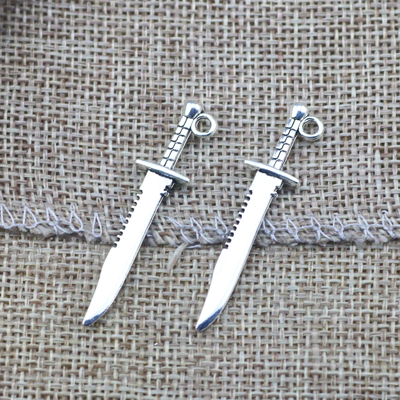 10 Pieces/Lot 10*43mm Antique Silver Plated Alloy Sword Knife Charms Pendant For Diy Jewelry Making