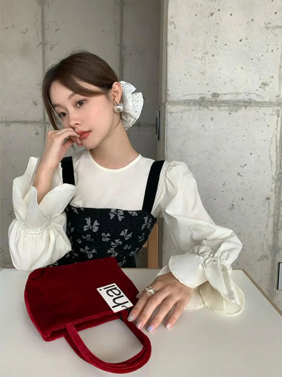 Newopen 2023 осенний новый французский хлопковый пуловер с круглым вырезом и