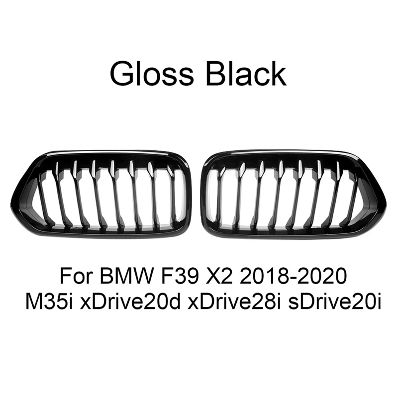 Черный передний бампер Однолинейный гриль почки для-BMW F39 X2 M35I Xdrive20d Xdrive28i Sdrive20i