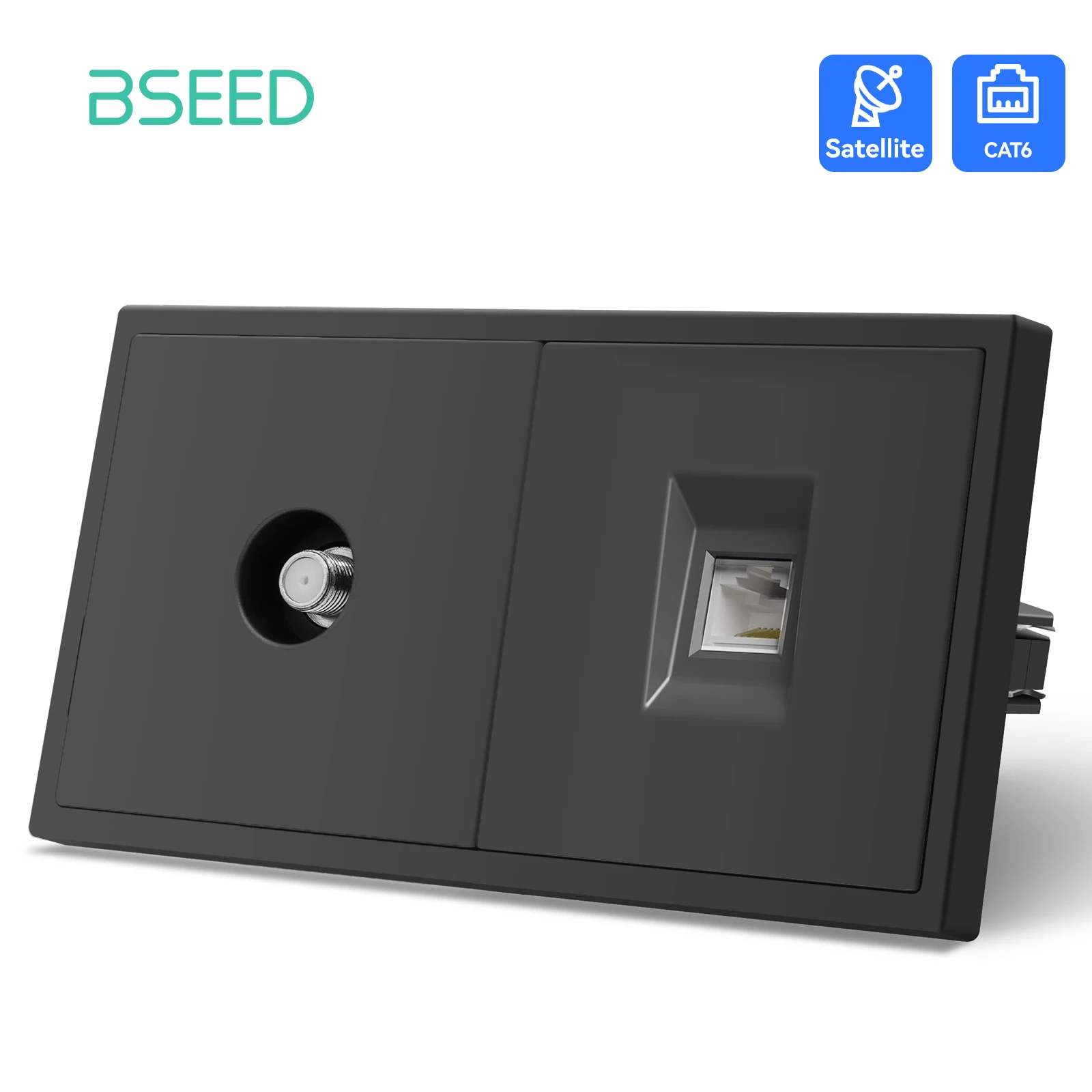 Стандартная настенная розетка BSEED EU, ТВ-разъем RJ45, интернет-разъем, спутниковая розетка, стеклянная панель, телевизор, телефон, компьютер (art.: 3920ca8a140b5) - 3920ca8a140b5