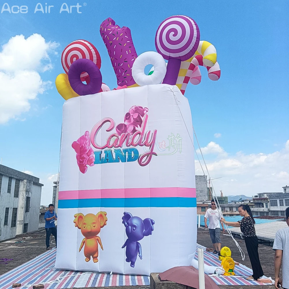 

6m H Inflatable Candy Bag LED Light Pop Up Packaging Carrier Bag Model for Outdoor Decoration or Activities