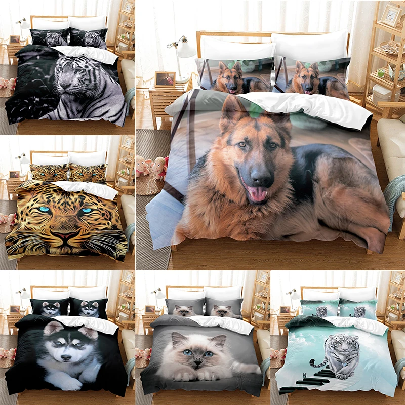 

Animal Leopard Lion Bedding Set Modern 3d Duvet Cover Sets Comforter Cover Twin Queen King Single Size Luxury Fashion Kids Gift