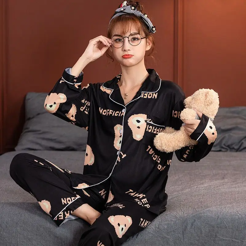 

Cotton Pajama For Women Autumn Winter Pijamas Feminino Warm Sleepwear Fashion Cartoon Cotton Pyjama Sets Femme Cute Home Clothes