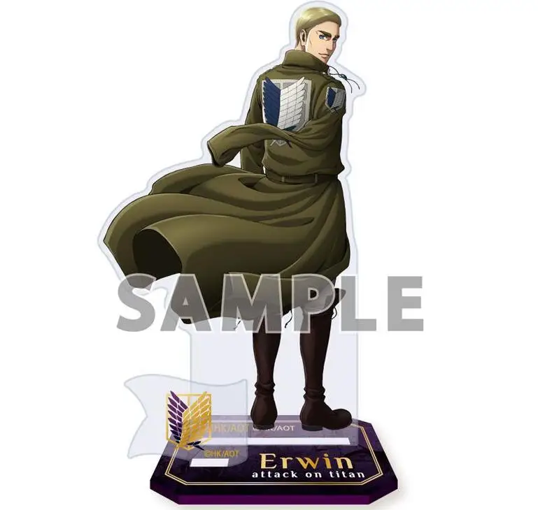

Japan Anime Attack on Titan Cosplay Erwin Smith Levi Ackerman Eren Jaeger BL Stand Figure Model Display Plate Desktop Toy Decor
