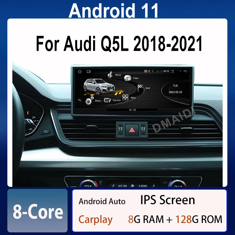 

Car Multimedia Player 10.25inch Android 11 8+128G GPS Navigation For Audi Q5 Q5L 2018-2021 CarPlay Video Stereo Screen