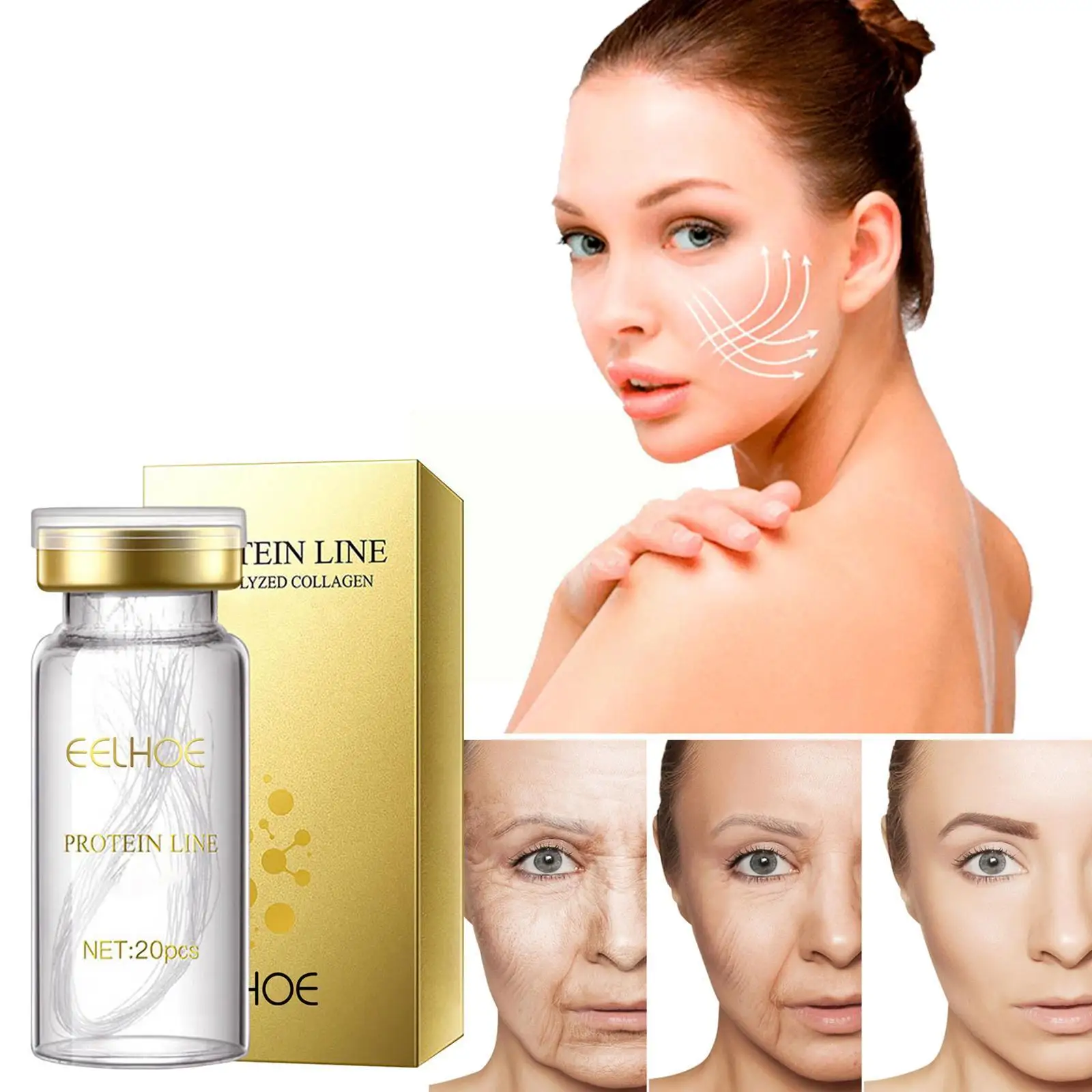 

Без иглы лица наполнитель нить против старения лифтинг лица белок впитываемая эссенция удаление линий резной кожи пептид линии морщин B8O8