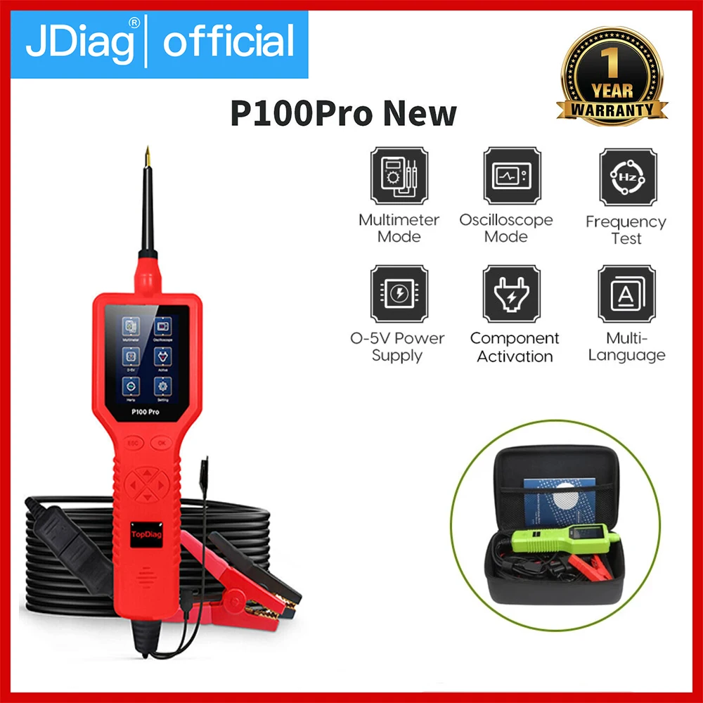 

JDiag P100 Pro Car Motorcycle Circuit Analyzer Current Tester Power Probe Automotive Electrical System Diagnostic Scanner