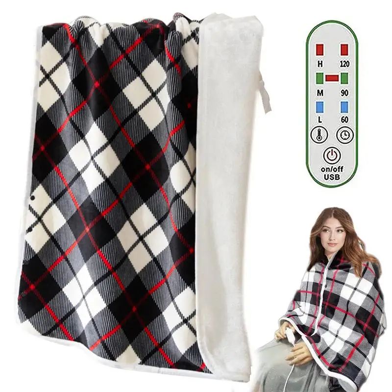 

Моющееся одеяло-шаль с подогревом, электрическое Флисовое одеяло для холодной погоды с 3 режимами нагрева для сохранения тепла