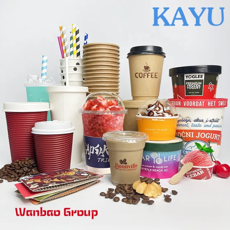 Ice cream packaging cup biodegradable icecream coffee disposable paper coffee cardboard takeaway cups