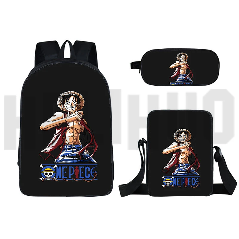 

Top Quality Luffy Zoro Cosplay Bookbag 3 Pcs/Set Anime Harajuku One Piece 3D Backpacks Children Cartoon Canvas Shoulders Bags