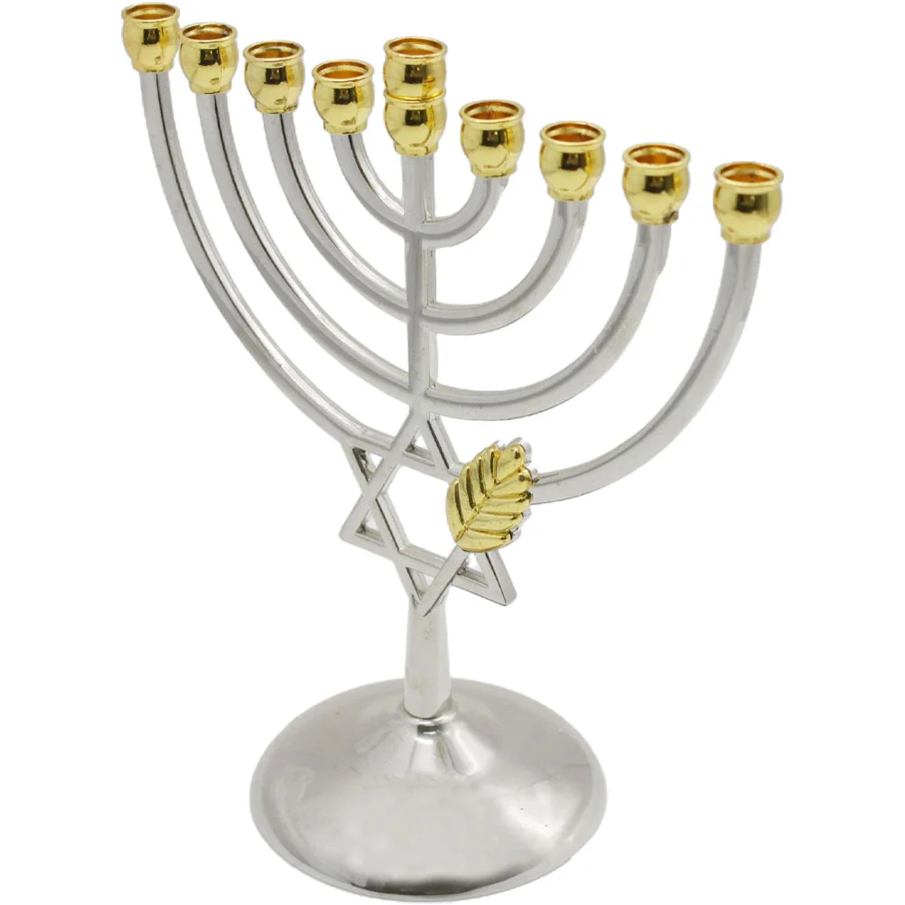 

Holder Hanukkah Candlestick Jewish Holders Menorah Stand Table Candelabra Desktop Metal Centerpiece Dinner New Pillar Year