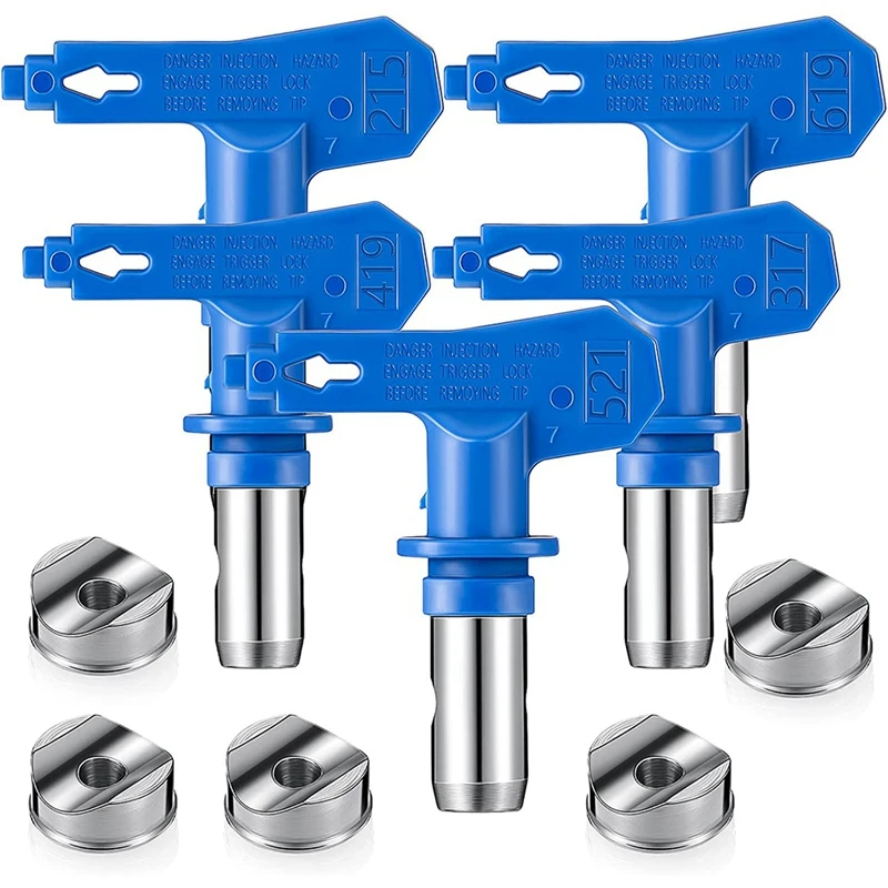 

5 Pieces Reversible Spray Tip Nozzles Airless Sprayer Nozzles Airless Sprayer Machine Parts(215, 317, 419, 521, 619 )