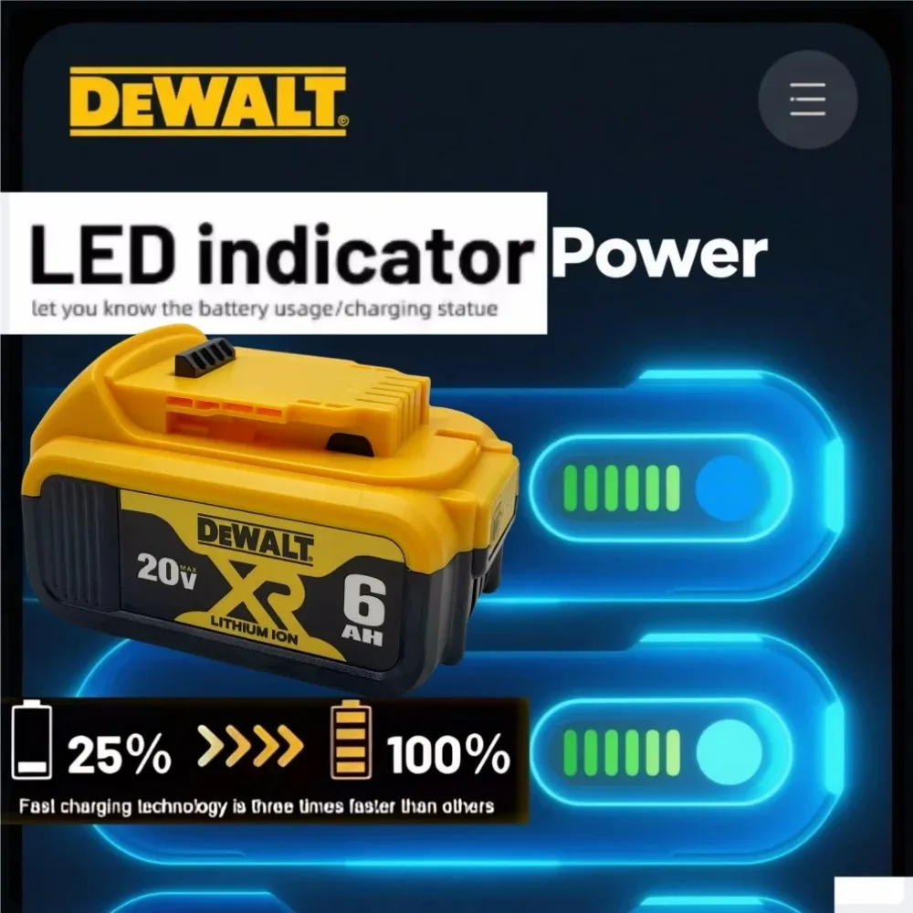 Фото Оригинальный аккумулятор DeWalt 20V 60V 6Ah 9Ah MAX для электроинструментов, замена для DeWalt DCB206 DCB205 DCB200 18В 20В №2