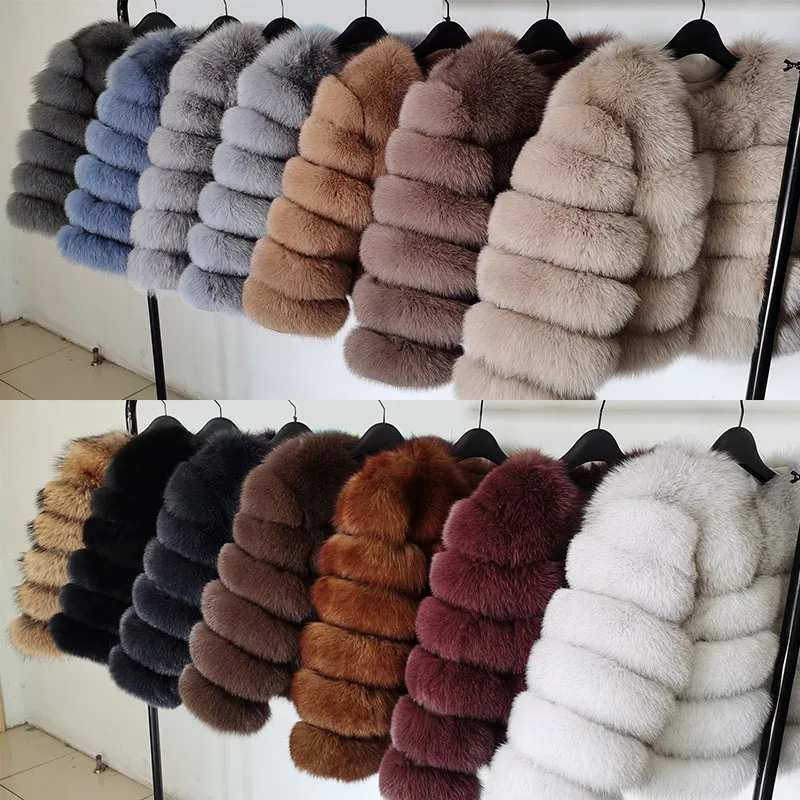 Real Fur Women Winter Natural Fur Coat Warm Jacket Fox Leather Luxury Vest Long Parkas Plus Size Clothes For Party Child Fashion