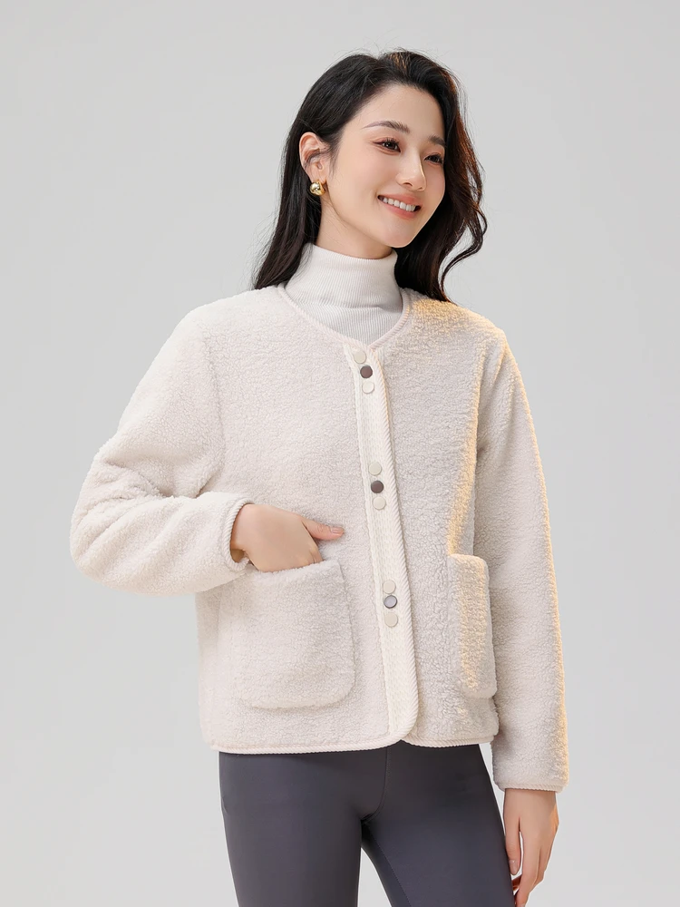 Snow Flng 2024 осенняя новая женская короткая верхняя одежда с круглым вырезом мягкая