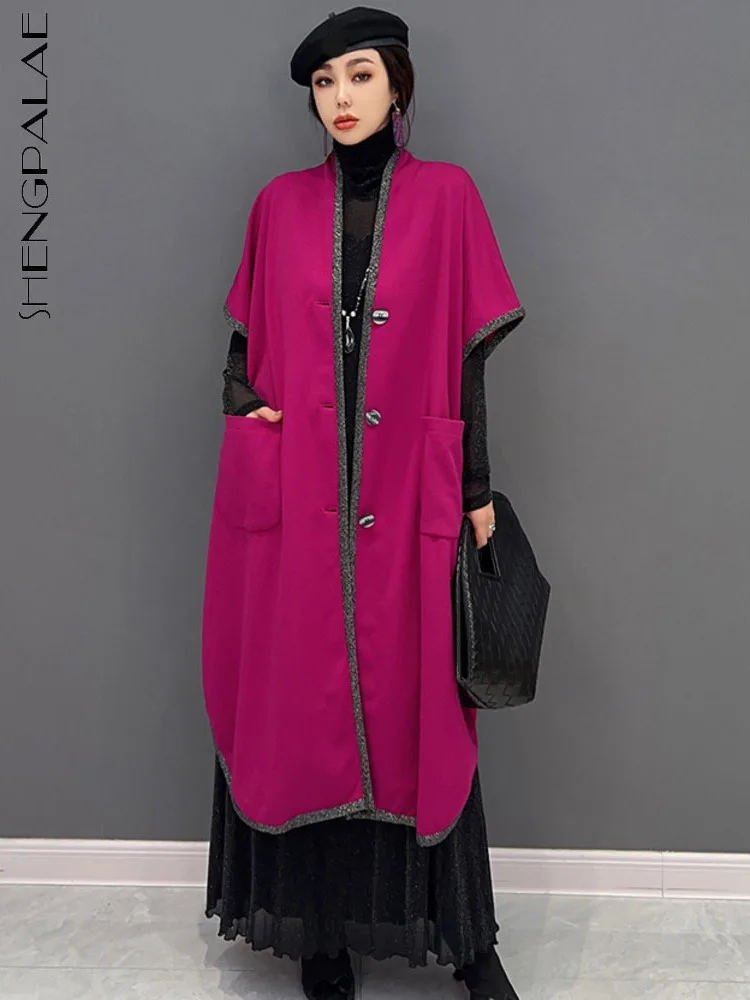 

SHENGPALAE женский утолщенный Тренч в Корейском стиле 2023 весеннее Новое поступление ветровка модное Свободное пальто с v-образным вырезом и длинным рукавом 5R570