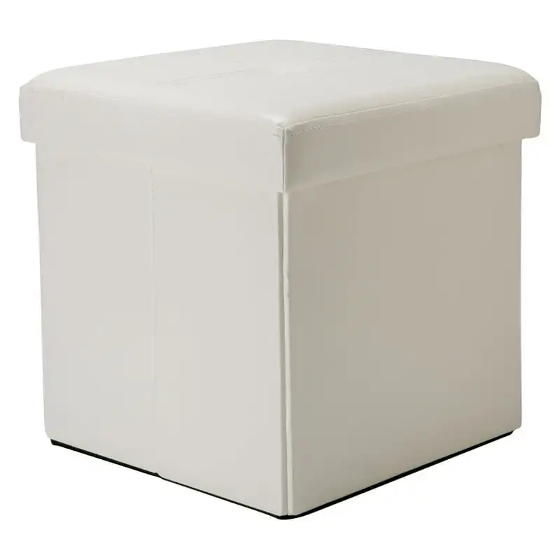 

Leather Folding Storage Ottoman Cube in Ivory