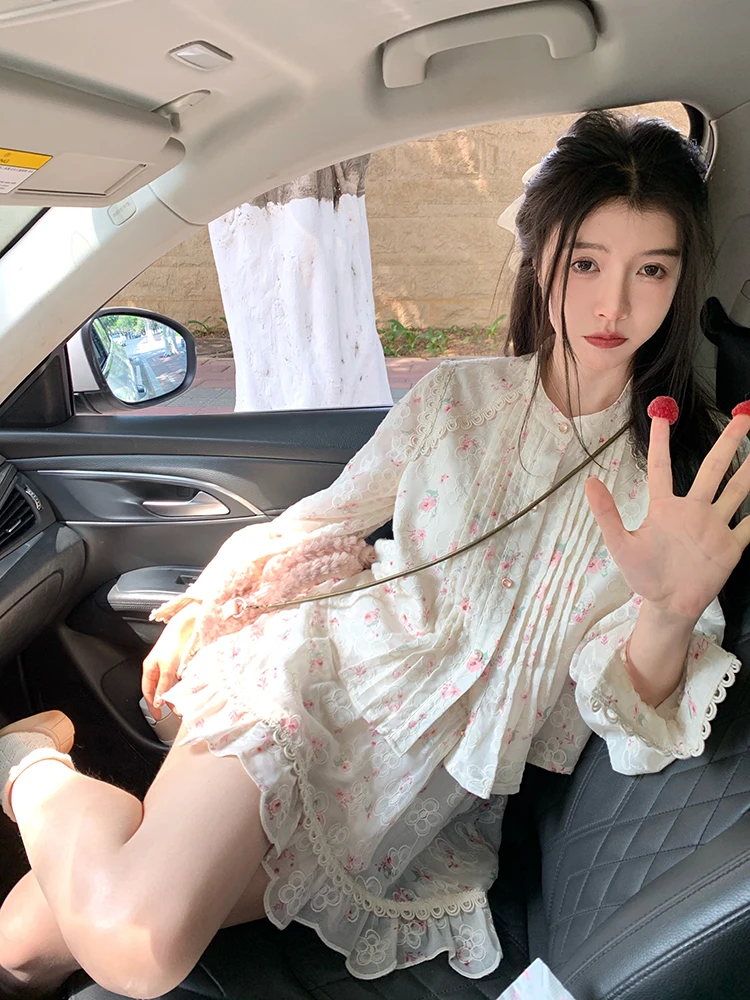 

Летний женский комплект из 2 предметов, Свободный Топ с коротким рукавом, рубашка, блузка, мини-юбка, костюм, подходящие наряды