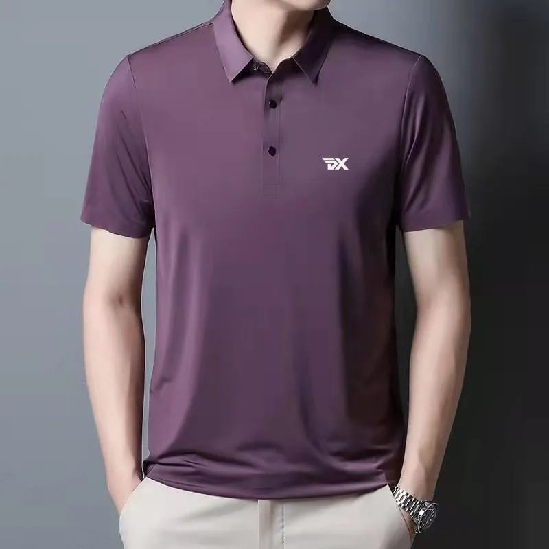 Men's Golf Ice Silk Jersey, 2023 Fashion Brand, Golf Apparel, Men's Outdoor Short Sleeve T-shirt, Summer Street Polo Shirt